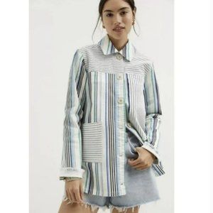 NWT Anthropologie Maeve Striped Shirt Jacket